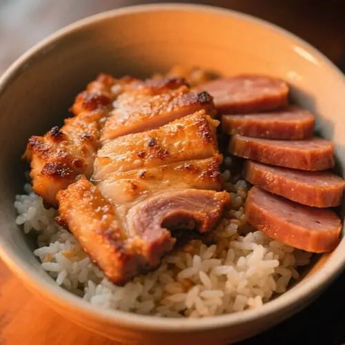 豬扒與午餐肉飯碗