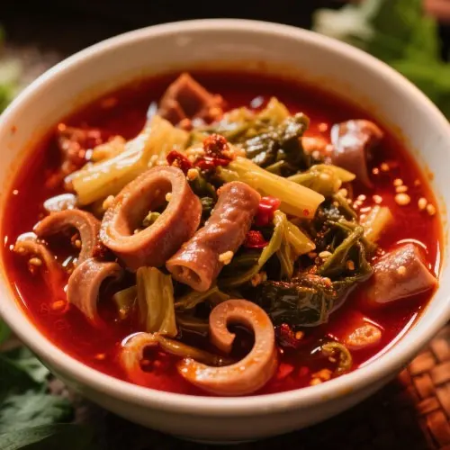 麻辣湯鹵豬腸與酸菜